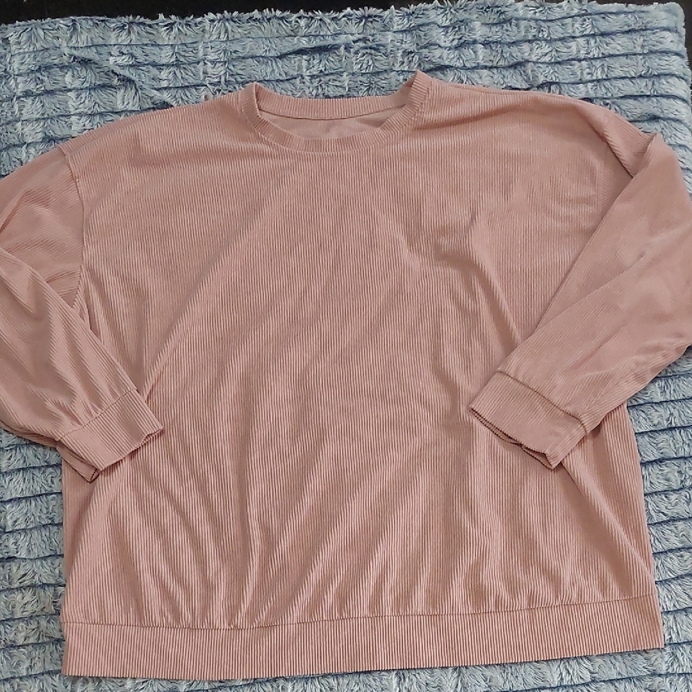 EUC Shein Curve Pink‎ Corduroy-style Long Sleeve Top 4xl